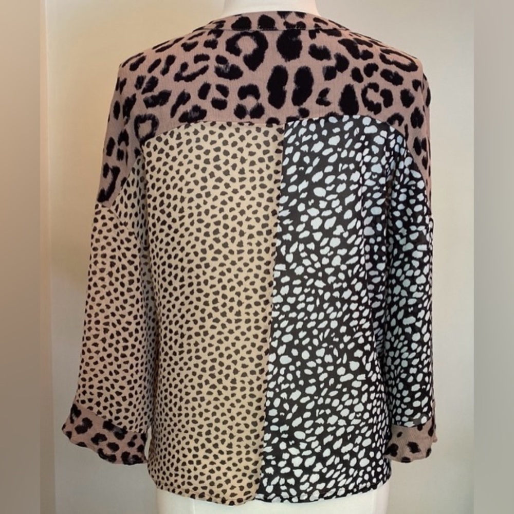 Umgee Animal Patchwork Print Open Bell Ruffle Tri… - image 8